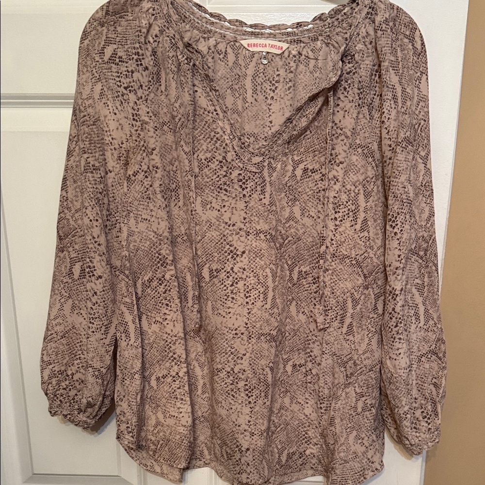 Rebecca Taylor Beige Snake Print Blouse